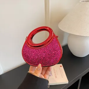 Women's crescent acrylic evening bag glitter handbag stylish mini fashion crossbody bag
