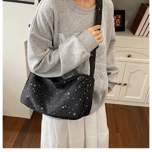 Ster print canvas schoudertas schattige grote capaciteit studenten crossbody tas