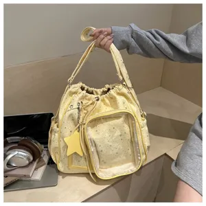 Borsa ita stampa stelle gialla zaino convertibile carina borsa a spalla tote per il lavoro