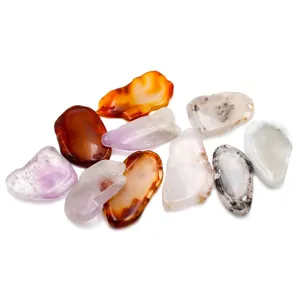 Colgantes de rebanada de ágata irregular natural, dijes de collar de cristal de varios colores.