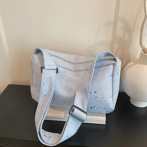Dames Casual Ster Bedrukt Canvas Schoudertas Mode Eenvoudig Urban Dagelijkse Schoudertas Handtas Lichtgewicht Stoffen Tas
