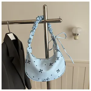 Borsa a tracolla stile coreano con fiocco, elegante borsa hobo per uso quotidiano.