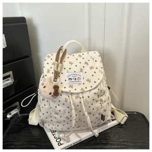 Niedlicher Cord Mini Rucksack mit Schleife Muster, süßer lässiger Tagesrucksack für Damen.