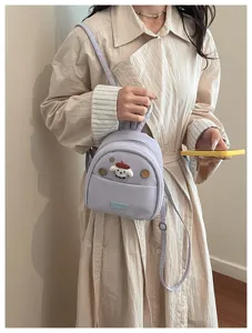 Mini sac à dos violet joli chien pendentif style décontracté élégant petit sac pour femme