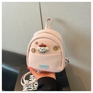 Joli petit sac à dos rose pour femme, sac à main tendance avec patch de chien et boutons mignons.