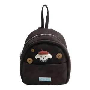 Petit sac à dos mignon pour femme, sac de jour élégant avec patch de chien adorable.