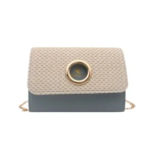 Sac bandoulière tissé tendance pour femme, petit sac carré décontracté pour le travail.