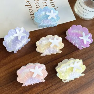 Ocean series imitation acetate seashell starfish hair claw clip cute hair styling shark clip
