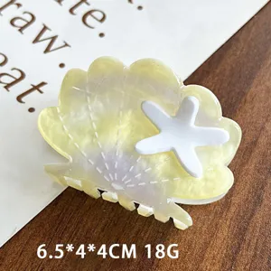 Ocean series seashell starfish hair claw clip, cute acetate shark clip for elegant updos.