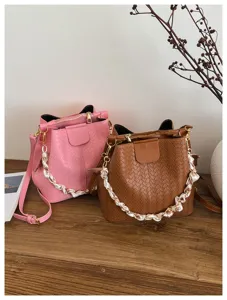 Tσαντα bucket πλεκτη vintage ανοιξη καλοκαιρι γυναικεια μοδα τσαντα ωμου στυλ.