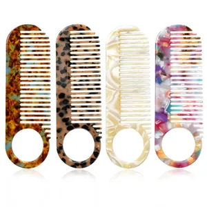 Acetate hair comb anti-static marble pattern portable styling tool for daily use now