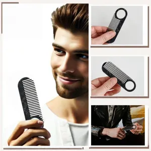 Classic marble pattern acetate pocket comb with anti-static design and convenient round hanging hole.