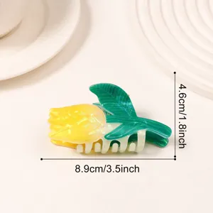 Tulpen Haarklammer Detailansicht, 8.9cm ästhetische Harz Haarkralle für Damen und Mädchen.