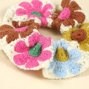 Handgemaakte gebreide haarscrunchie, zoete landelijke stijl haarelastiek voor paardenstaart.