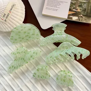 Groene ruit haarclip set schattige haarklemmen voor vrouwen paardenstaart en haarstyling
