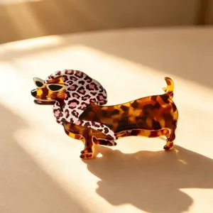 Dachshund hair claw clip cute acetate leopard sunglasses hair catch stylish hair accessories