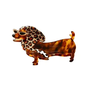 Dachshund dog hair claw clip acetate tortoise shell leopard print stylish hair accessory