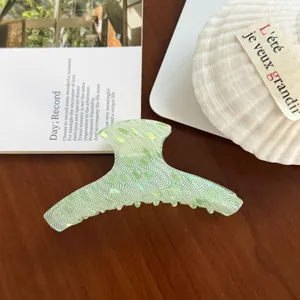 Groene geruite haarhaak haarspeld kunststof haai klem voor vrouwen haarstyling accessoires