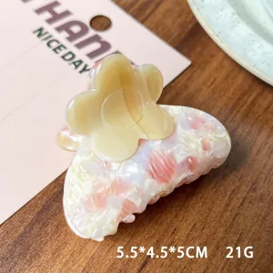 Retro französischer Acetat Blumen Haarklammer kleine Haargabel Haarspange Damen