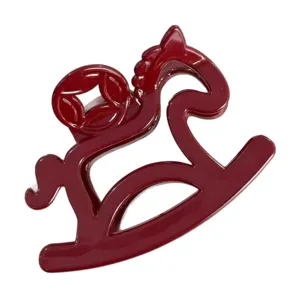 Pince à cheveux cheval à bascule bordeaux mignon accessoire creux rétro pour femmes