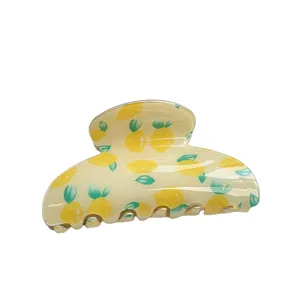 Jolie pince à cheveux motif citron pour femmes et filles, accessoire de coiffure fruits.