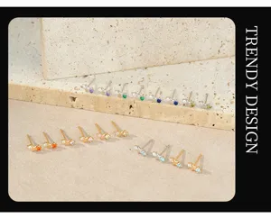 Pendientes de botón de estrella de cinco puntas de plata esterlina 925 joyería minimalista