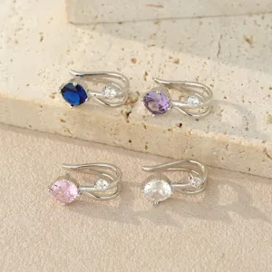 Auricolare in Argento Sterling 925 per Donna Zirconia Geometrico Clip per Osso Auricolare Gioiello di Moda