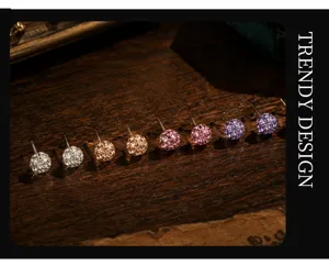 Sparkling crystal ball stud earrings in vibrant multi colors for women stylish daily wear.
