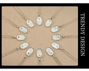 S925 Zilveren Dierenriem Ketting Ovale Moeder van Parel Hanger Prachtige Sieraden Vrouwen