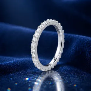 Bague Eternity En Argent Sterling 925 Moissanite Alliance Étincelante Pour Les Femmes