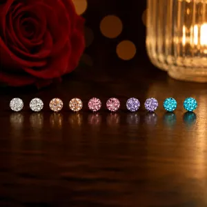 925 Sterling Silver Rhinestone Ball Stud Earrings Dainty Colorful Sparkling Geometric Jewelry For Women Daily Wear