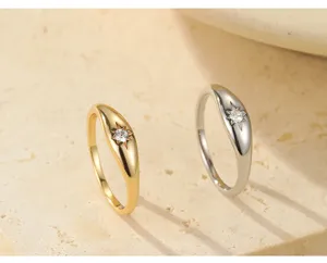 Minimalist 925 sterling silver starburst signet ring vintage dainty gold plated pinky ring