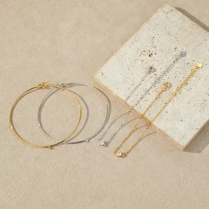 Brazalete de Plata de Ley S925 con Circonia para Mujer Minimalista Delicado de un Solo Diamante Pulsera de Doble Cadena en Capas Regalo de Joyería