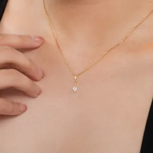925 Sterling Silver Rhombic Water Drop Earrings Necklace Set For Women Japanese Exquisite Rhinestone Pendant Jewelry Platinum Gold Accessories