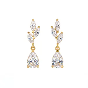 Vergulde zirkonia druppel blad hangende oorbellen elegante dames mode sieraden gift