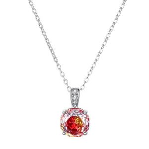 S925 Sterling Zilver Kleurrijke Zirkoon Roos Sneden Hanger Ketting Dames Elegante Sieraden