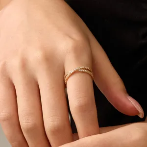 Bague croisée plaquée or pour femme, élégant bijou de doigt en argent sterling porté main