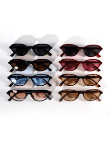 Set di occhiali da sole rétro piccoli, occhiali moda versatili con lenti colorate varie.