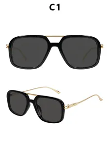 European American square double bridge sunglasses vintage women fashion UV protection shades