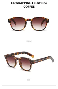 Unisex polygonal sunglasses with gradient brown lenses and stylish tortoise shell frame.