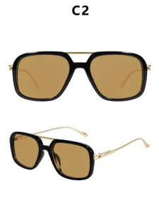 Vintage square double bridge sunglasses for women, 2026 new UV protection fashion retro eyewear.