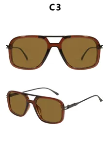 Vintage square double bridge sunglasses for women, retro sun glasses with UV protection.