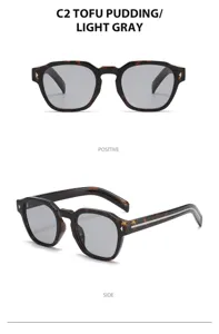 Trendy polygon tortoise frame sunglasses with light gray lenses UV protection for daily fashion wear