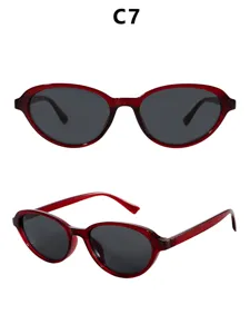 Occhiali da sole vintage con montatura piccola rossa trasparente per donna e uomo alla moda