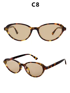 Occhiali da sole ovali tartarugati con montatura piccola retrò per donna e uomo, moda chic.