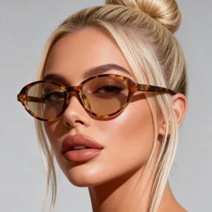 Occhiali da Sole Vintage Piccoli Ovali da Donna Uomo Moda Retro Shades Protezione UV400 Montatura in PC Stile Americano