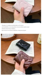 Minimalistische süße herzgesteppte Leder Geldbörse Kartenetui für Damen, elegantes Accessoire.