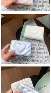 Süße gesteppte Herz PU Leder Kartenetui kompakte minimalistische Münzbörse Alltag