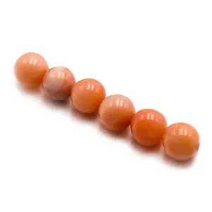 Natural stone round bead pendant orange coral DIY jewelry accessories for stylish necklaces