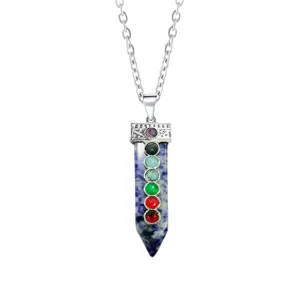 Collana con Pendente Spada Cristallo 7 Chakra Moda Pietra Naturale Gioielli Dettaglio